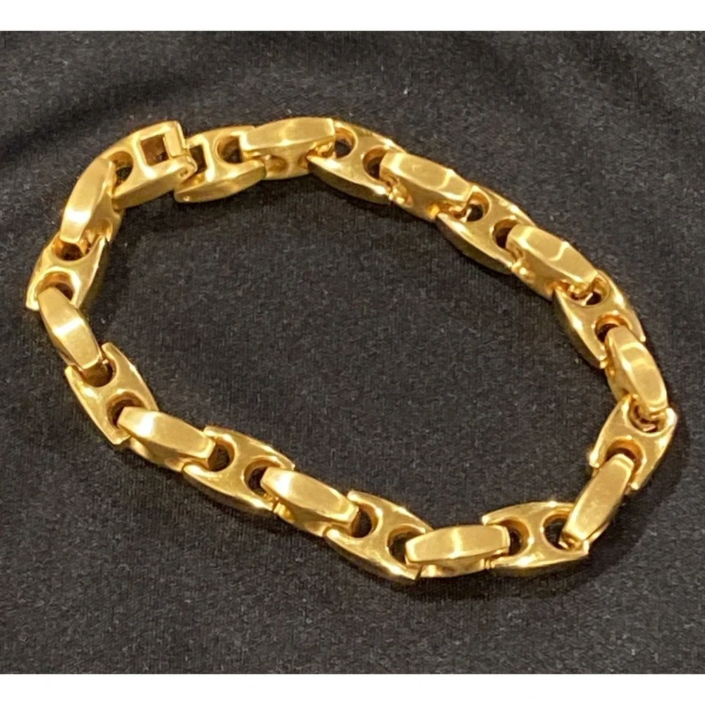 Men's 10mm Gold Tone Stainless Steel Anchor Link Chain Bracelet 9.25 Inch, 56 gm